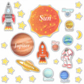Uw kindernaam Planets Spaceships Solar System Sticker (Voorkant)