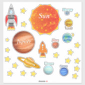 Uw kindernaam Planets Spaceships Solar System Sticker (Vel)