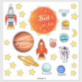 Uw kindernaam Planets Spaceships Solar System Sticker (Vel)