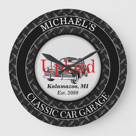 Uw klassieke autofoto uploaden wandklok (Voorkant)