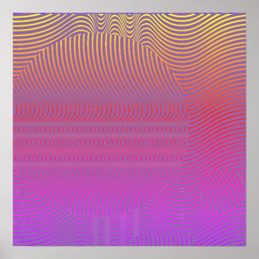 Uw kleur met Op Art Waves Poster (Voorkant)