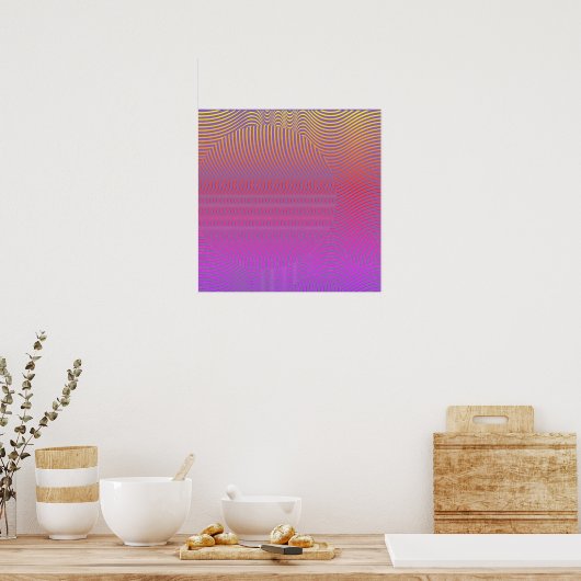 Uw kleur met Op Art Waves Poster (Keuken)