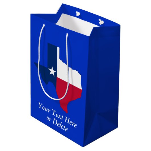 Uw kleur/tekst Texas State Flag Blue & Red Medium Cadeauzakje (Achterkant Gekanteld)
