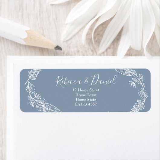 Uw Kleur Thema Stof Blauw Bloemig Etiket (Insitu)