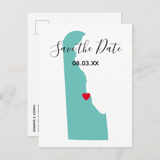 Uw Kleuren Delaware Kaartvorm sparen de Datum Aankondigingskaart (Voorkant / Achterkant)