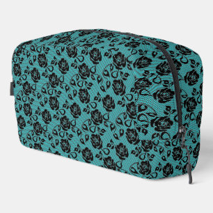 Uw kleuren Faux Black Lace Fishnet Turquoise Toilettasje