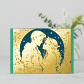 Uw Kleuren Kerst Vrouw en Man Folie Folie Feestdagenkaart (Staand Voorkant)