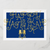 Uw kleuren Star of David Menorah Happy Chanoeka Folie Feestdagenkaart (Voorkant)