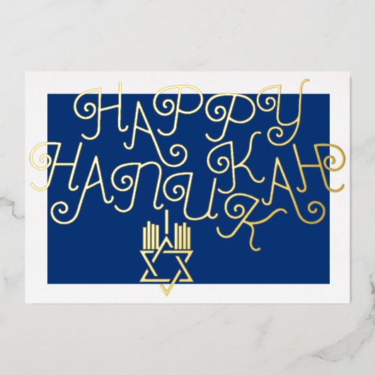 Uw kleuren Star of David Menorah Happy Chanoeka Folie Feestdagenkaart (Voorkant)