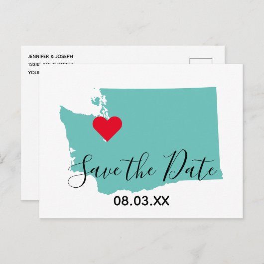 Uw kleuren Washington Kaart Vorm sparen de Datum (Voorkant / Achterkant)