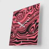 Uw kleurenwandklok met Abstracte zwarte golven Vierkante Klok (Hoek)