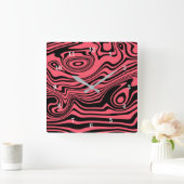 Uw kleurenwandklok met Abstracte zwarte golven Vierkante Klok (Huis)