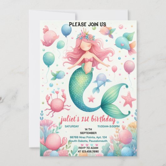 uw koele vis zee blauwe zeemeermin oceaan 1st Verj Kaart (Voorkant)