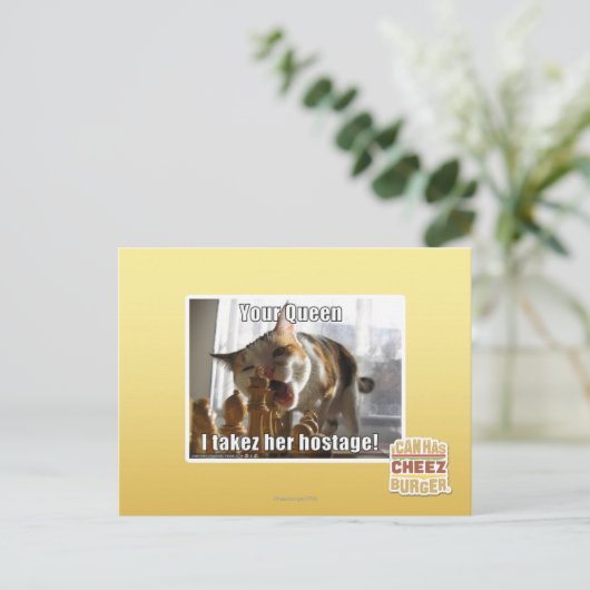 Uw koningin, ik gijzelde haar briefkaart (Staand voorkant)