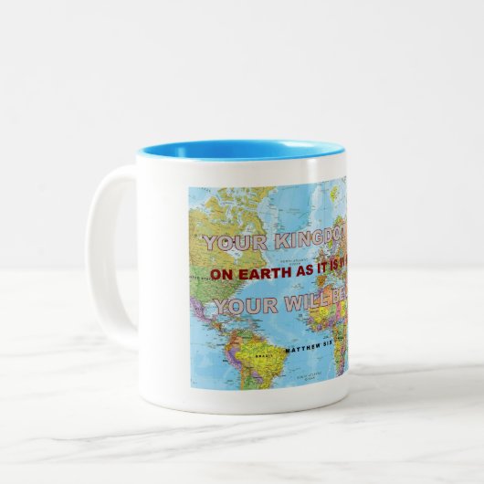 Uw koninkrijk komt - Uw zal gedaan worden Tweekleurige Koffiemok (Voorkant links)