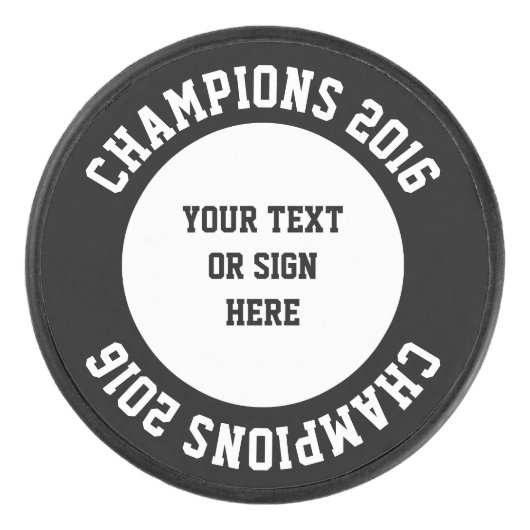 Uw Kromme & stevige Tekst of teken Hockey Puck (Voorkant)
