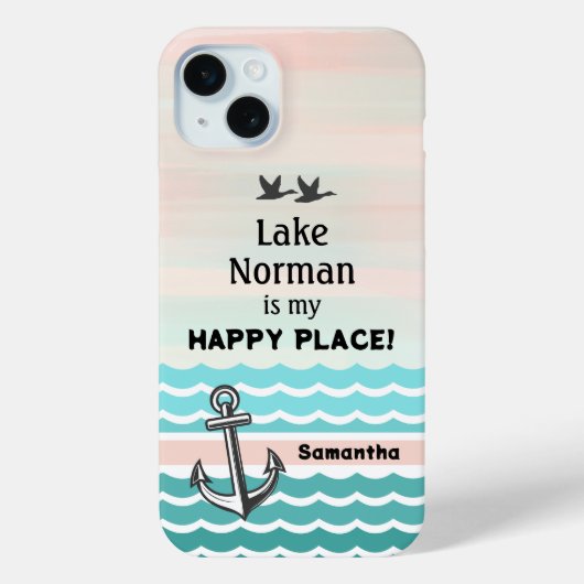 Uw Lake & Jouw naam gepersonaliseerde Happy Place Case-Mate iPhone Case (Achterkant)