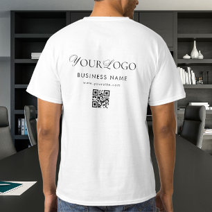 Uw lange bedrijf Logo QR code scantekst T-shirt