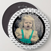 Uw leeftijd en foto: Verjaardagnummerpatroon zwart Ronde Button 6,0 Cm (Voorkant /achterkant)