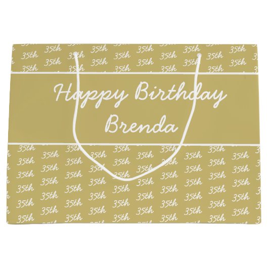 Uw leeftijd Nummer Patroon - Goud & Wit Groot Cadeauzakje (Voorkant)