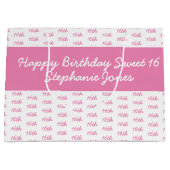 Uw leeftijd Nummer Patroon - Roze & Wit Groot Cadeauzakje (Voorkant)