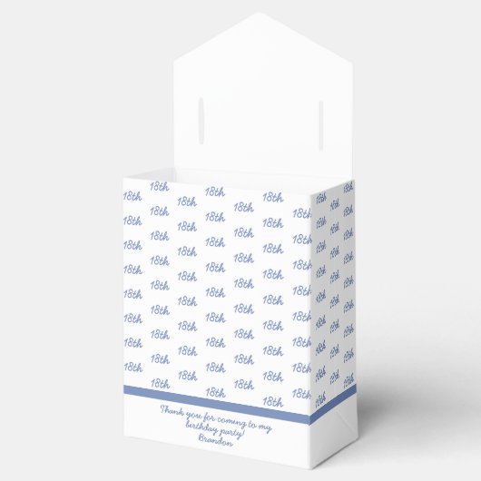 Uw leeftijd Offset Getal Patroon - Blauw/Wit Bedankdoosjes (Geopend)