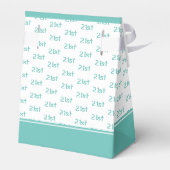 Uw leeftijd Offset Getal Patroon - Blauwgroen/Wit Bedankdoosjes (Achterkant)
