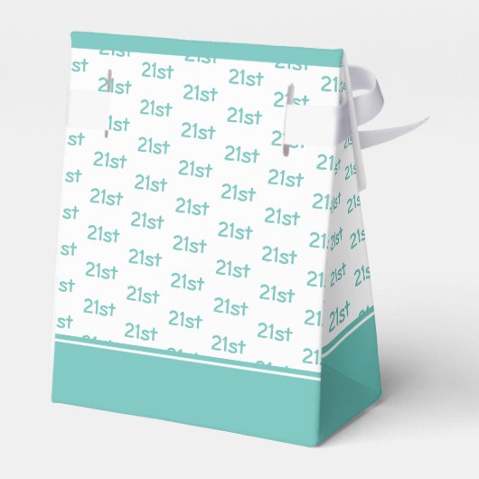 Uw leeftijd Offset Getal Patroon - Blauwgroen/Wit Bedankdoosjes (Achterkant)