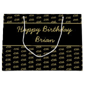 Uw leeftijd Offset Getal Patroon - Zwart/Goud Groot Cadeauzakje (Voorkant)