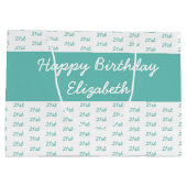 Uw leeftijdsnummerpatroon - Blauwgroen & wit Groot Cadeauzakje (Achterkant)