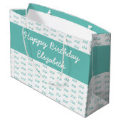 Uw leeftijdsnummerpatroon - Blauwgroen & wit Groot Cadeauzakje (Achterkant Gekanteld)