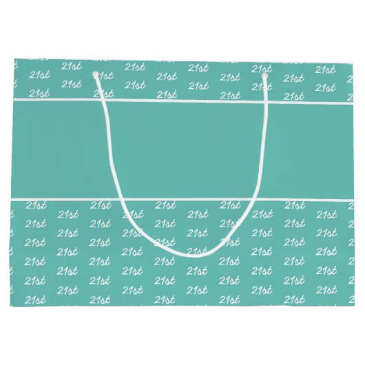 Uw leeftijdsnummerpatroon - Blauwgroen & wit Groot Cadeauzakje (Achterkant)