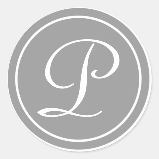 Uw letter, monogram P, Initiaal grijs Ronde Sticker (Voorkant)