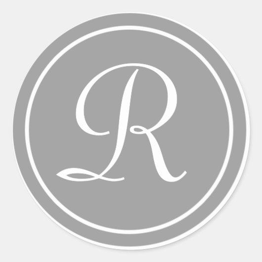 Uw letter, Monogram R, Initiaal grijs Ronde Sticker (Voorkant)