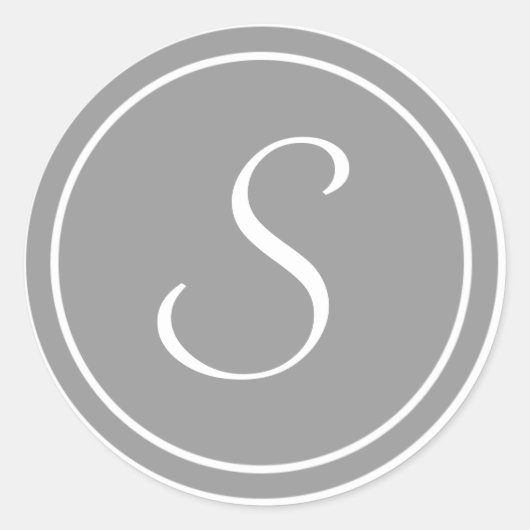 Uw letter, Monogram S, Initiaal grijs Ronde Sticker (Voorkant)