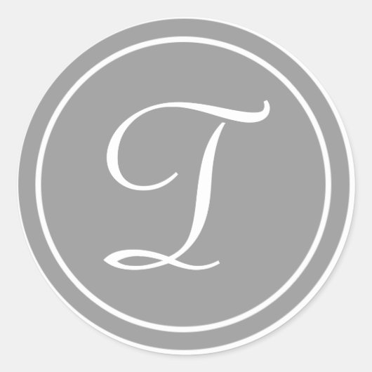 Uw letter, Monogram T, Initiaal grijs Ronde Sticker (Voorkant)