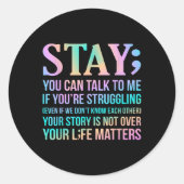 Uw leven is gelukkig zelfmoordbewustzijn ondersteu ronde sticker (Voorkant)