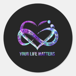 Uw levensproblemen Semicolon zelfmoordpreventie AW Ronde Sticker