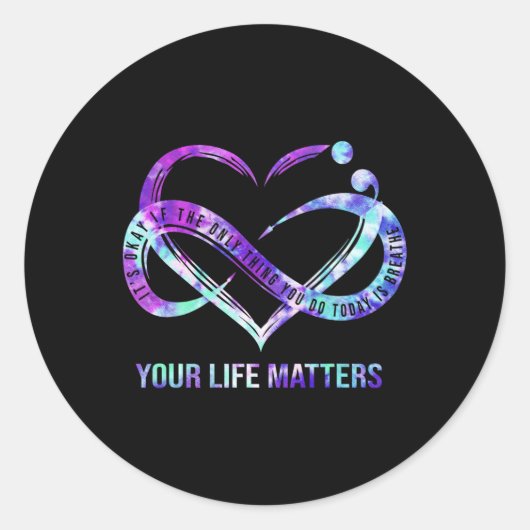 Uw levensproblemen Semicolon zelfmoordpreventie AW Ronde Sticker (Voorkant)
