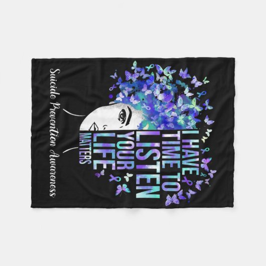 Uw levensproblemen Zelfmoordpreventie Bewustzijn W Fleece Deken (Voorkant (Horizontaal))