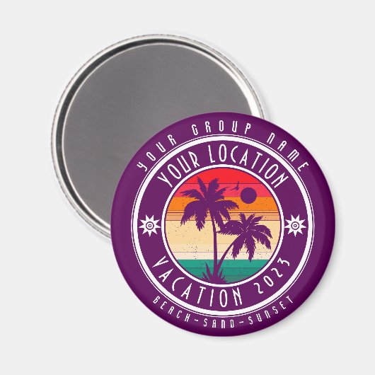 Uw Locatie Vakantie Aangepaste Groepsnaam Zomer Magneet (Voorkant / Achterkant)