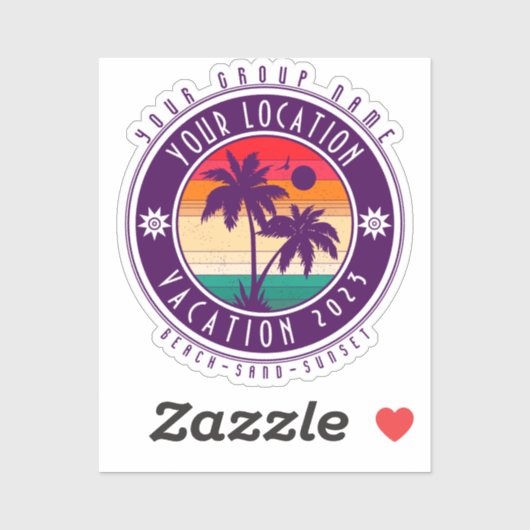 Uw Locatie Vakantie Aangepaste Groepsnaam Zomer Sticker (Vel)