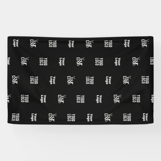 Uw Logo | 3 Logo Patroon Ontwerp Bewerkbaar Zwart Spandoek (Horizontaal)