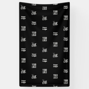 Uw Logo   3 Logo Patroonontwerp Bewerkbaar Zwart Spandoek