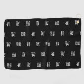 Uw Logo | 3 Logo Pattern Design Bewerkbaar Zwart Golfhanddoek (Horizontaal)
