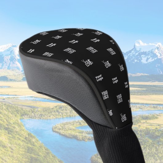 Uw Logo | 3 Logo Pattern Design Bewerkbaar Zwart Golfheadcover