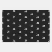 Uw Logo | 3 Logo Pattern Design Bewerkbaar Zwart Inpakpapier Vel (Voorkant 3)