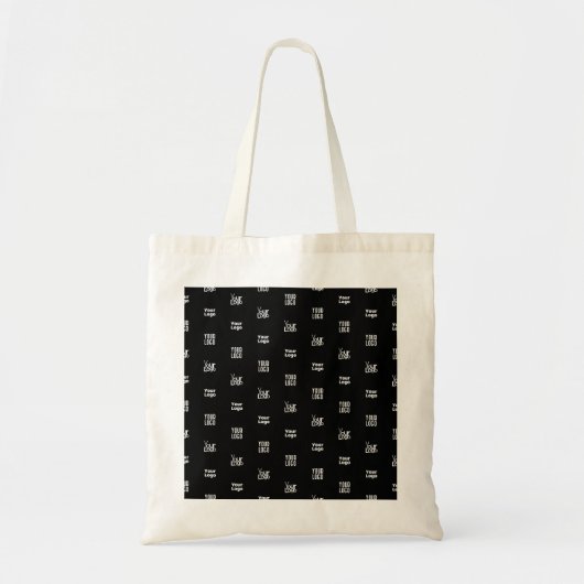 Uw Logo | 3 Logo Pattern Design Bewerkbaar Zwart Tote Bag (Voorkant)
