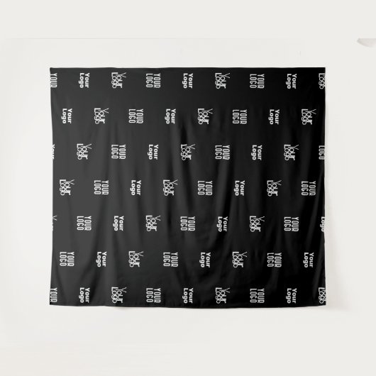 Uw Logo | 3 Logo Pattern Design Bewerkbaar Zwart Wandkleed (Voorkant (horizontaal))