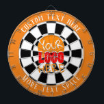 Uw Logo - Aangepast Oranje en Witte Dart Board Dartbord<br><div class="desc">Aangepast uw logo hier dartboard met midden logo uploadoptie. Upload een dossier zonder witte achtergrond voor beste blik op achtergrond. Voeg Tekst aan de bovenkant en de bodem van raad toe of schrap de tekst in de ruimte van de sjabloon.</div>